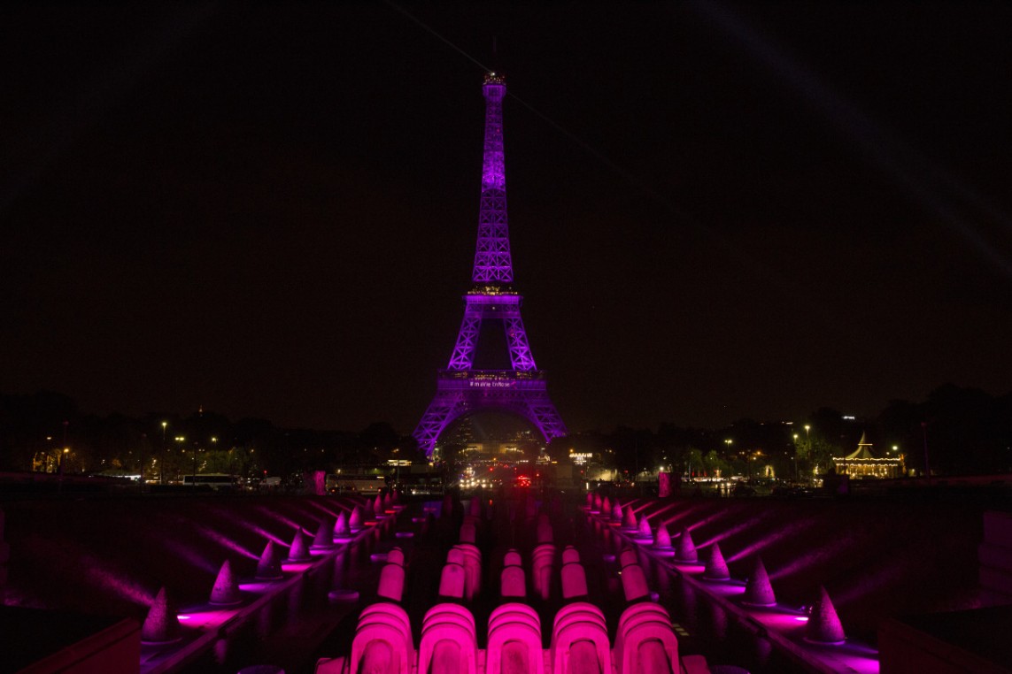 Pink October Illumination of the Eiffel Tower